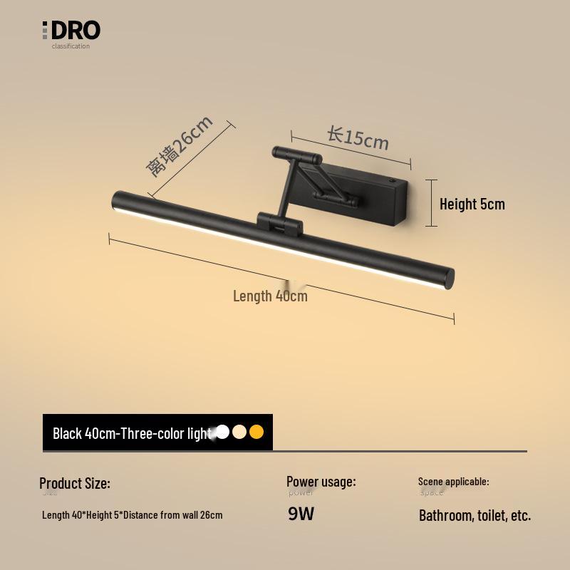 Nordic Minimalist LED Vanity Light: Punch-Free Bathroom Mirror Cabinet with Tricolor Makeup Lighting.