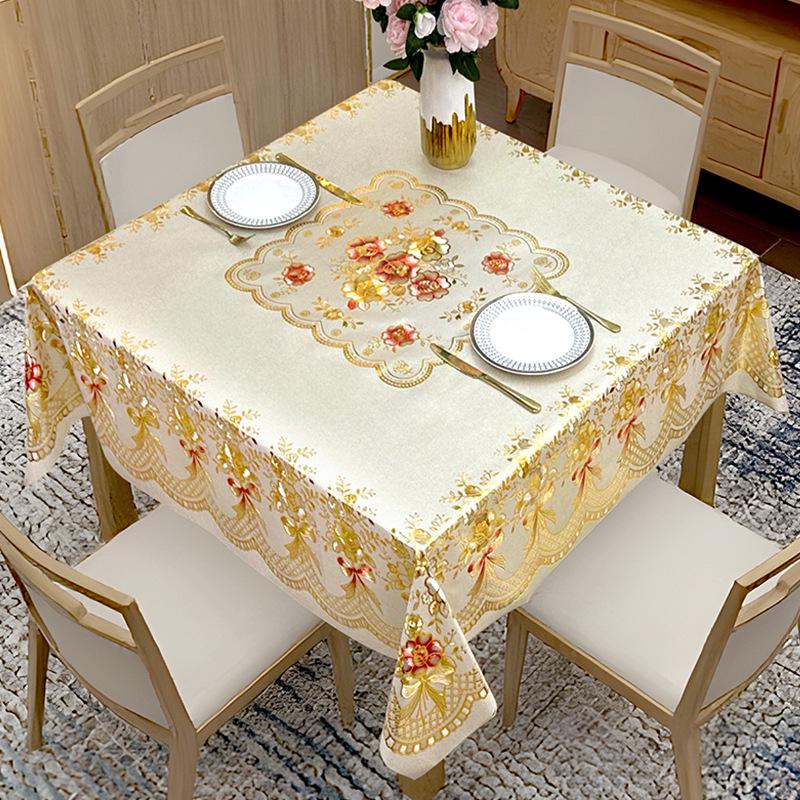 Luxury Waterproof PVC Tablecloth: Oilproof, Anti-scald, Wash-free Round Design for Hotels and Homes