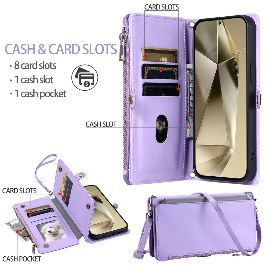 For Samsung Galaxy A17 Case TPU+PU Leather Wallet Phone Cover with Wrist Strap