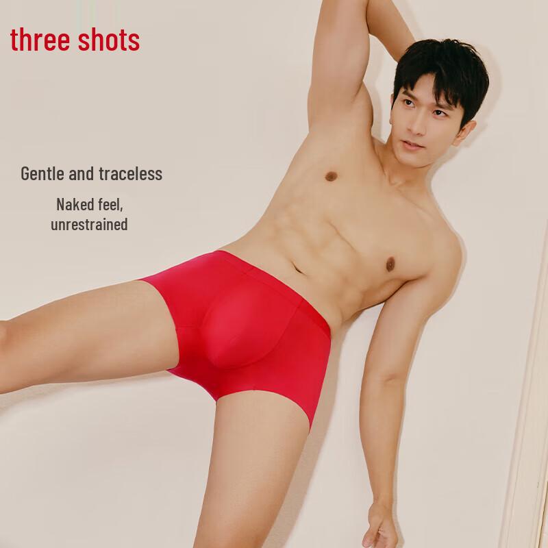 Sanqiang Men's Benmingnian Red Modal Antibacterial Boxer Briefs 3-Pack