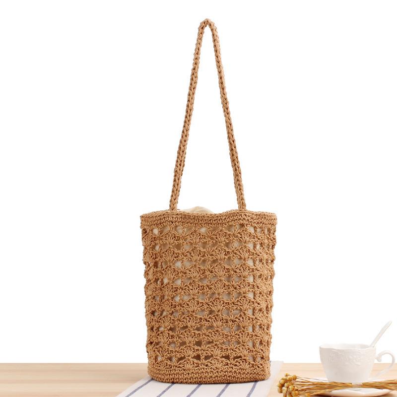 Versatile Hollow Cotton Rope Woven Bag for Seaside Vacations and Daily Commutes