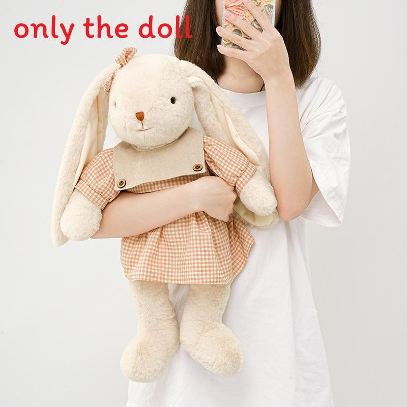 Lily Rabbit Plush Toy Large Sleeping Pillow Gift With Checkered Dress And Bow Decoration For Girls And Kids