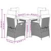 VidaXL Ensemble à Manger de Jardin avec Coussins 5 pcs, Table et Chaises avec Dossier Réglable, Meubles d'Extérieur, 3213414