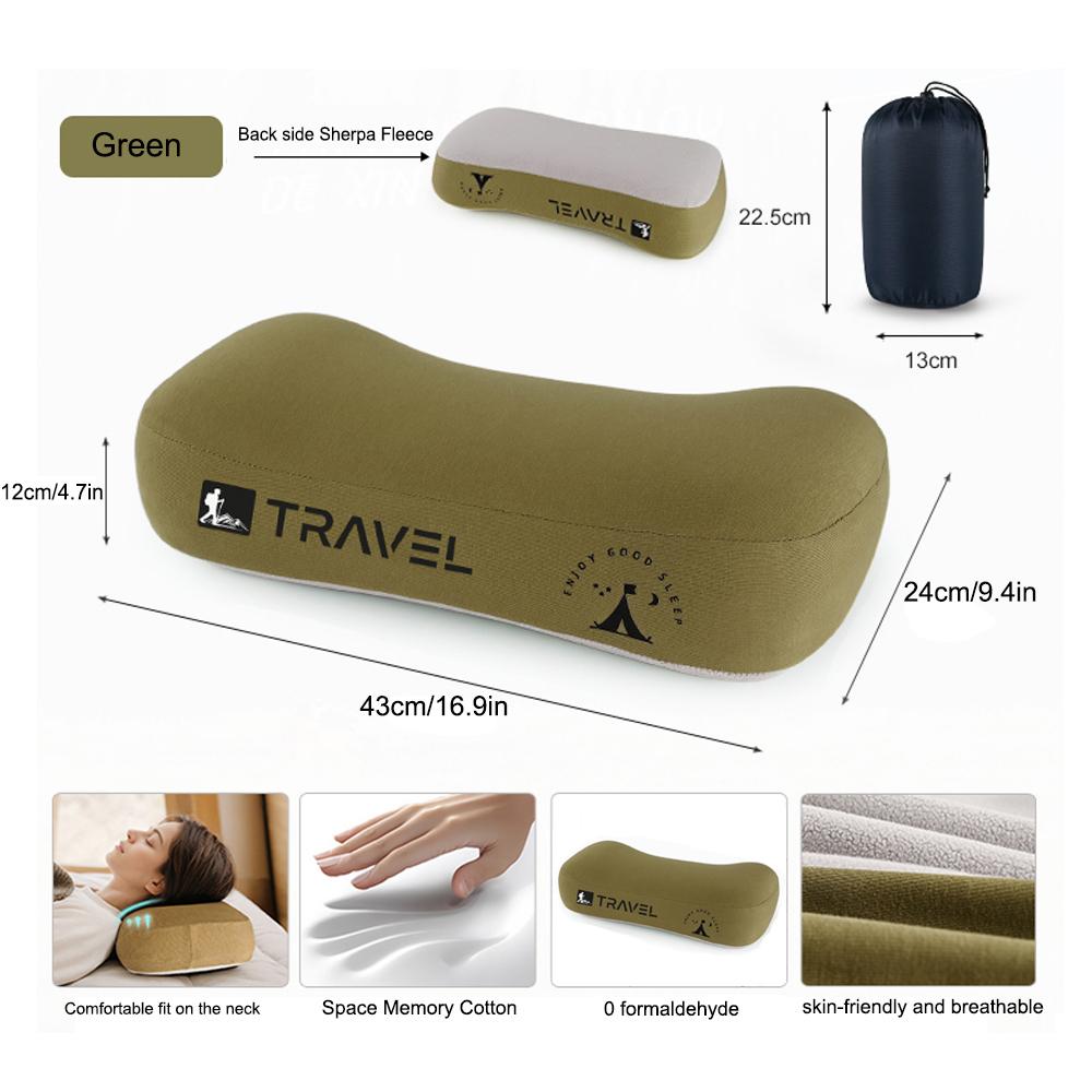 Portable Compressible Camping Pillow Memory Foam Travel Pillow for Sleep Suitable for Outdoor Camping Sports and Airplane Travel