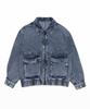 WEGO Unisex Flight Korean Loose Size Denim Men's Jacket, Outerwear, Streetwear, Style, Fit, Oversized, Winter/Spring Wear, L, Medium-Dark