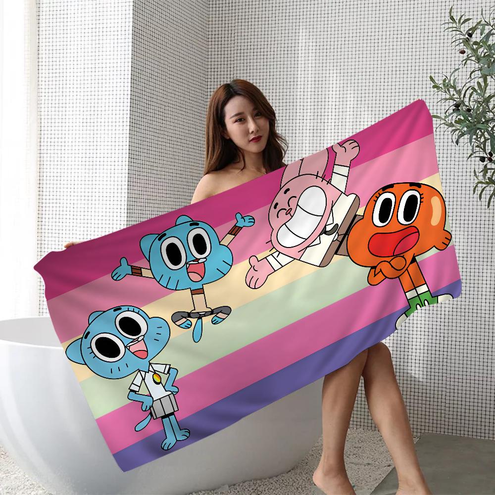 Das A_Erstaunlich Lustige W-Welt G-Gumball Zeichentrick Strandtuch Niedlich Kawaii Zimmerdeko Bad Mädchen Kinder Hand Für Badezimmer Dusche