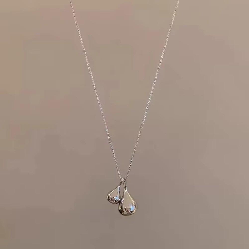 Long Chain Double Water Droplet Necklace Double Design Long Sweater Chain Necklace Sweater Chain