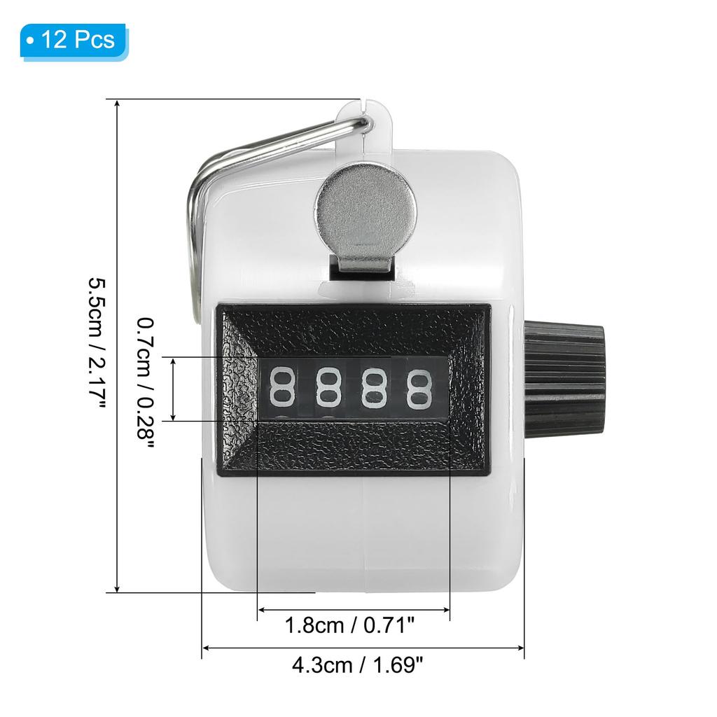 PATIKIL Clicker 12 Mechanical Handheld Tally Click Pitch Counter for and White Counter, 4-Digit Coaching, Knitting, Golf, Laptops, Fishing,
