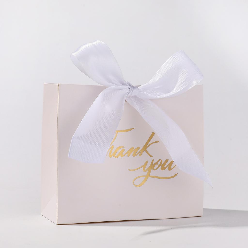 10//30/50Pcs Thank You Party Favor Gift Box White Pattern Wedding Candy Box Ribbon Bow Perfect for Small Gifts Wedding Favors
