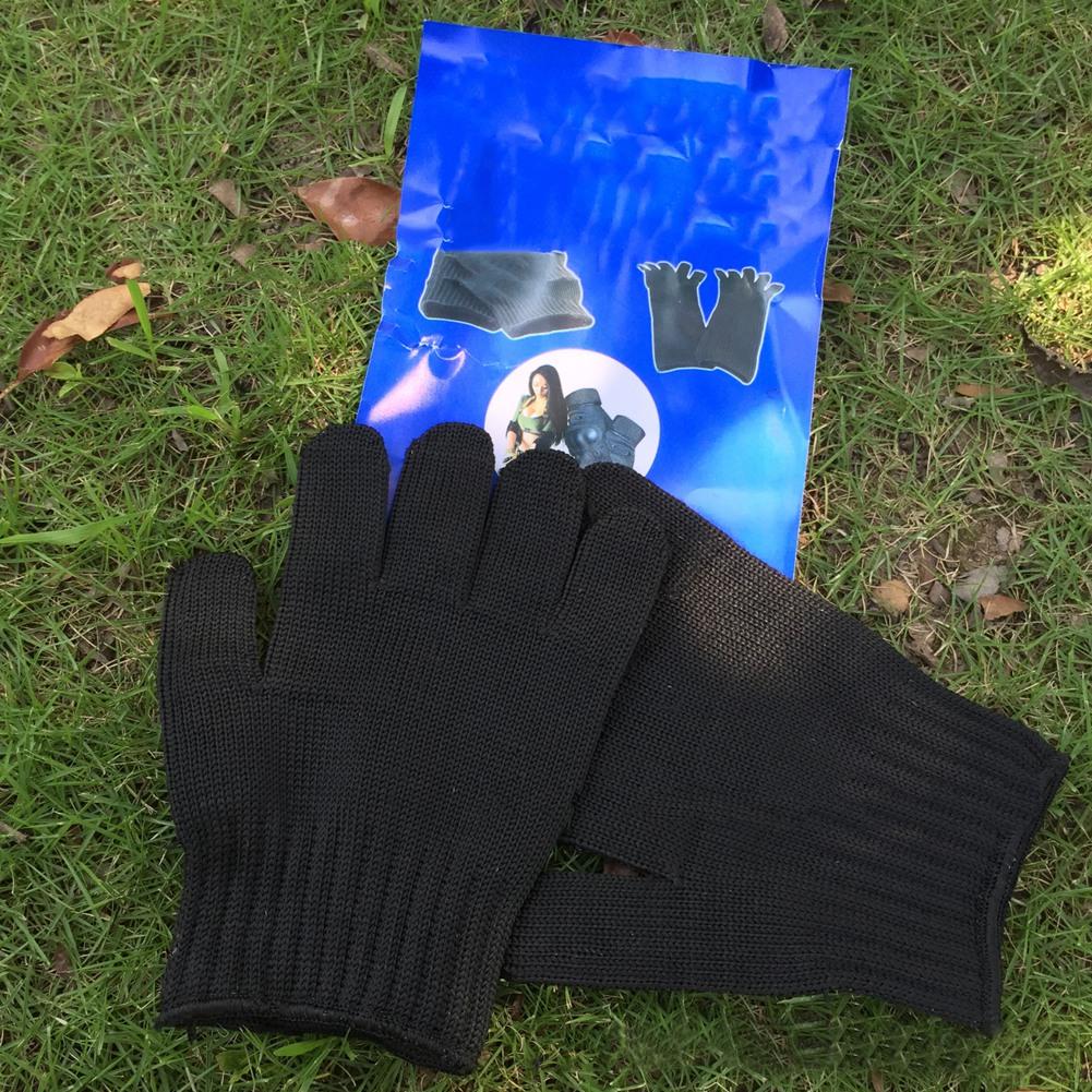 1 Pair 5 Level Anti Cut Labor Protection Work Gloves Cut Resistant Working Glove Black