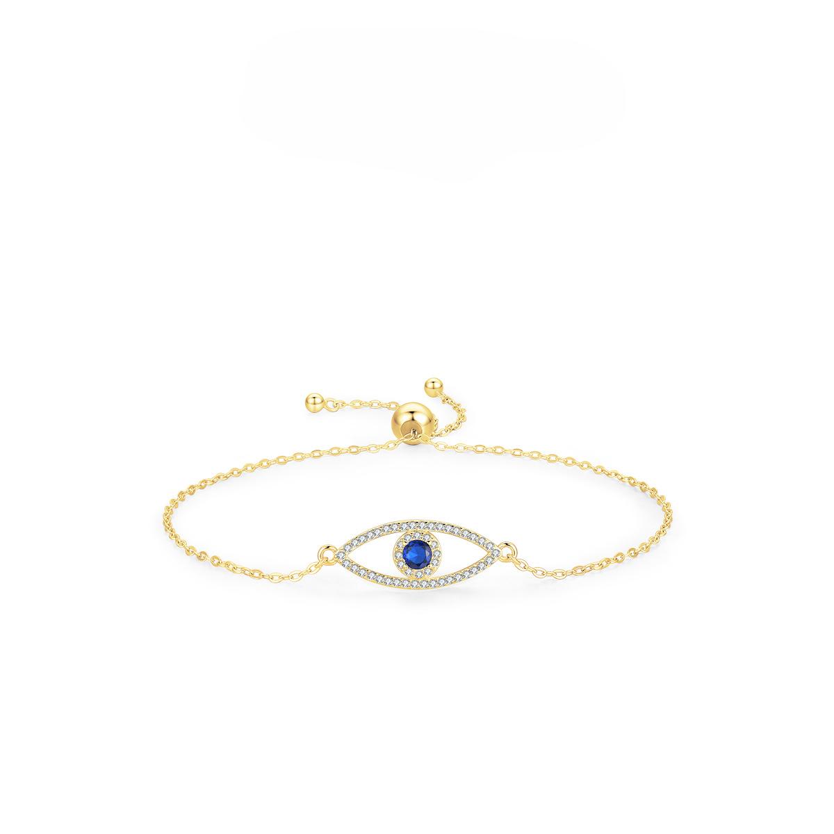 

Браслет из стерлингового серебра 925 пробы с бриллиантами и бриллиантами, браслет «Глаз дьявола» для женщин, ниша, легкий, роскошный, с полыми голубыми глазами, регулируемые аксессуары для браслета Adjustable size золотой