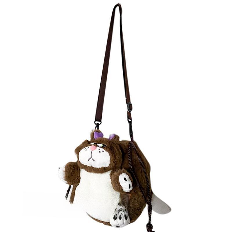 Lucifer Cinderella In Plush Cat Single Shoulder Crossbody Bag Suitable For Kids