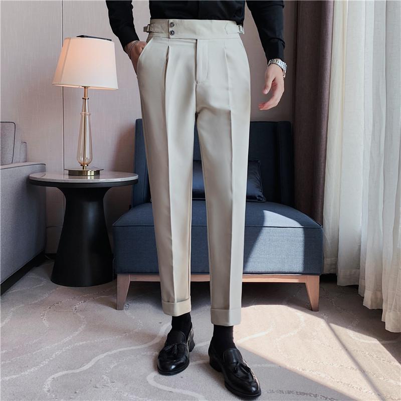 

Мужские повседневные и нарядные брюки с высокой посадкой - брюки в неаполитанском стиле 34 абрикосовый