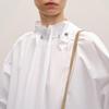Cotton Blend Tie-Neck Loose Long-Sleeve Shirt