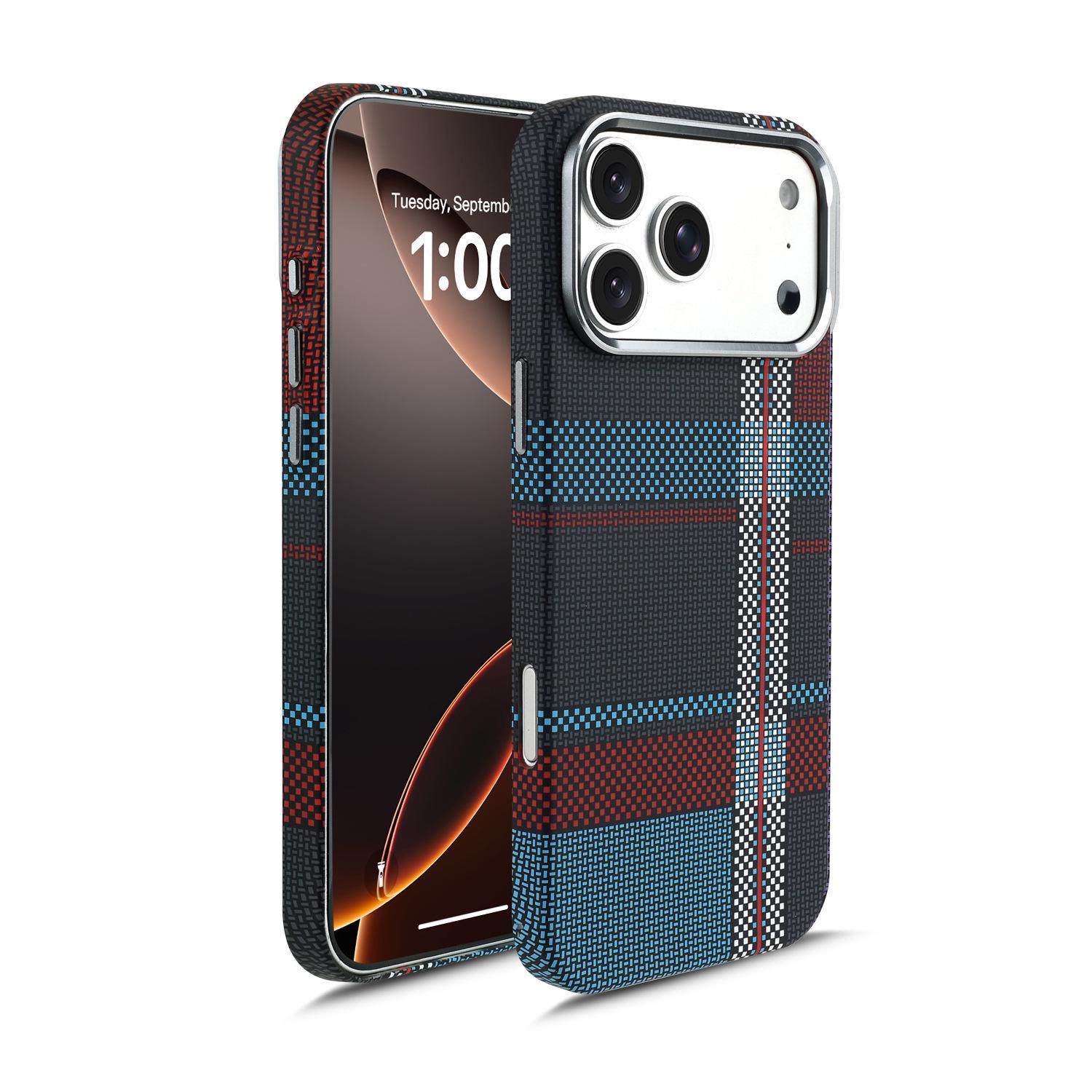

Compatible with iPhone 17, Magnetic Kevlar Carbon Fiber Texture Phone Case, Large Hole Design, Metal Hardware, Skin-Feel, Apple 16 Protective Cover. iPhone 14 Pro