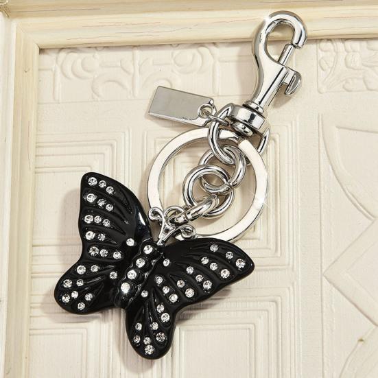 Keychain Pendant Rhinestones Inlaid Gradient Butterfly Shape Key Chain with Lobster Clasp Bag Charm Backpack Accessory