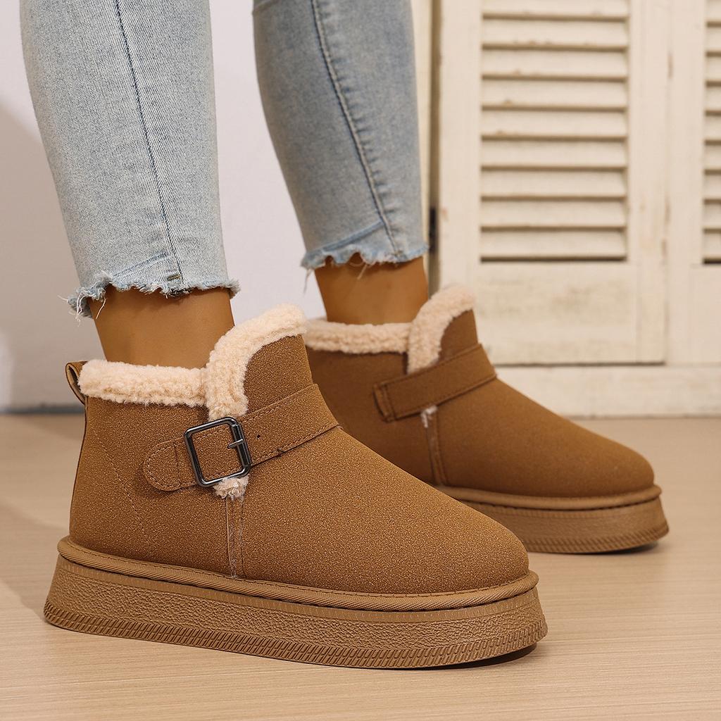 Winter Platform Cotton Shoes 2025 Medium-top Fleece Boots Versatile Niche Women's Snow Boots Warm Shoes