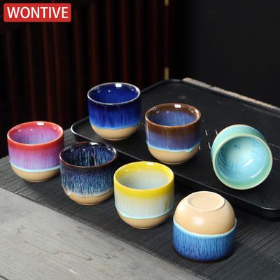 Kiln Change China Ceramic Tea Cup Pottery Jianzhan Drinkware  Temmoku Glaze Porcelain Kung Fu Cups Set for Water Latte Milk