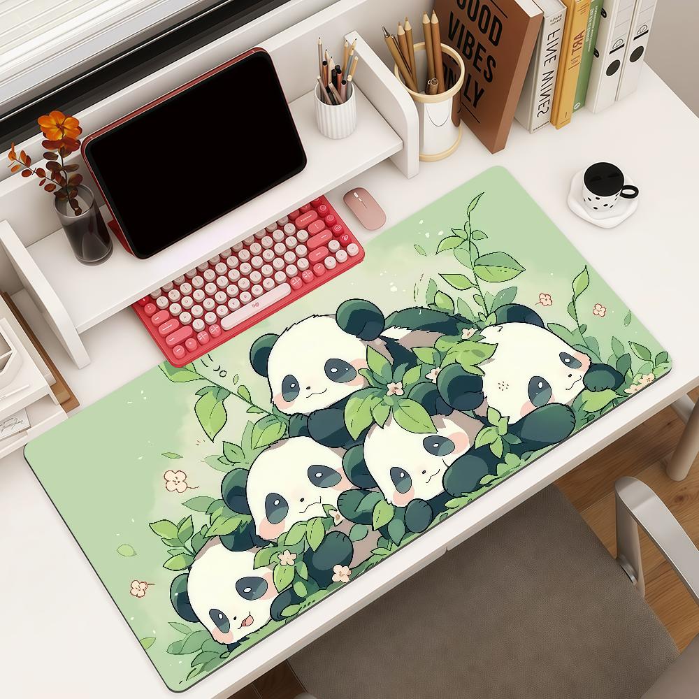 Cute Panda Mouse Pad Square Office Gaming Desk Mat Waterproof Nonslip Rubber Decorative