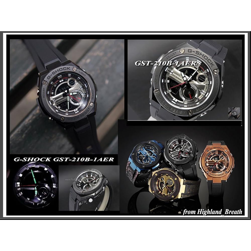 Casio G-Shock GST-210B-1 Black Analog-Digital Watch 200m Water Resistant Men's Timepiece