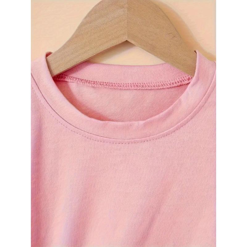 Kids Cute Cartoon Bunny Graphic Crewneck Short Sleeve T-Shirt