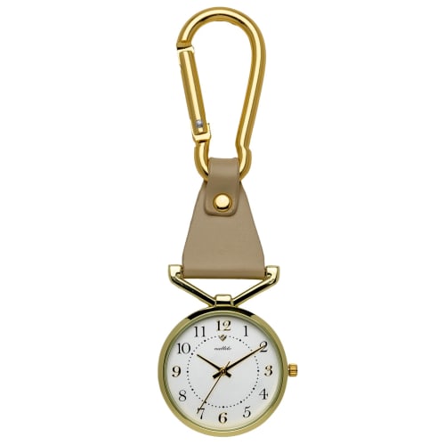 Fieldwork Women's Analog Pocket Watch with Carabiner, Lebio Beige, JN026-3