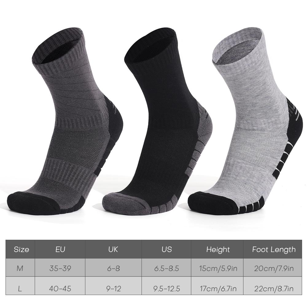 3-pack Wool Socks Anti Slip Sports Socks Outdoor Fitness Breathable Moisture Wicking Socks