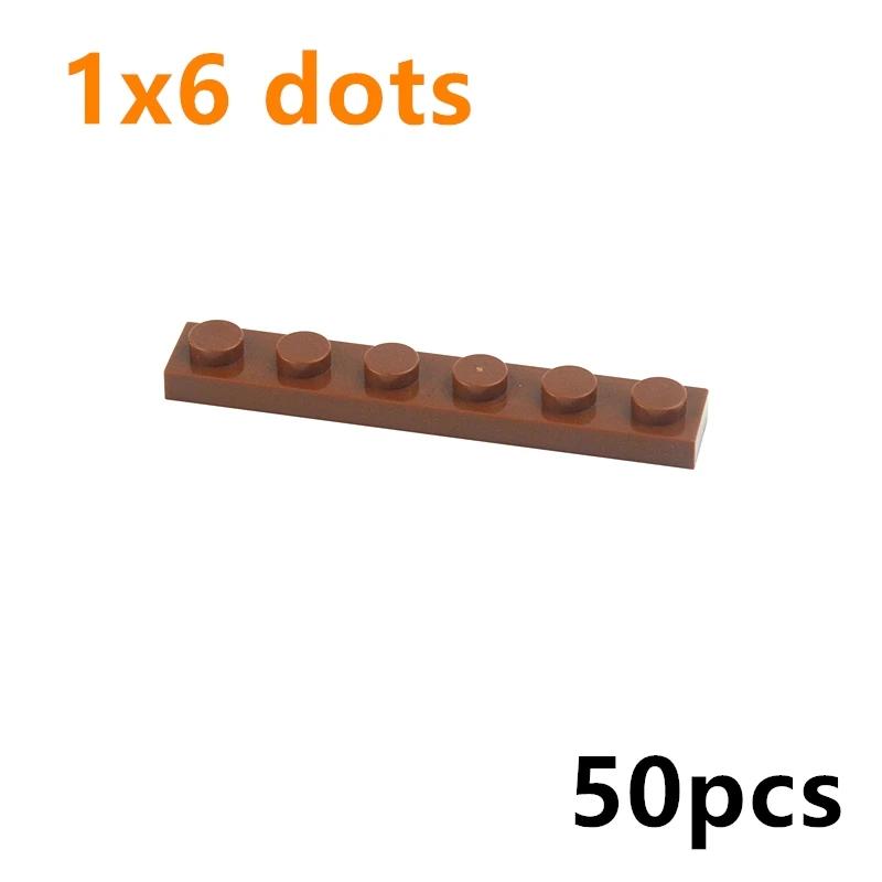 50Pcs DIY Building Blocks Thin Plate 1x6 Dots Classic Bricks Educational Creative Size Compatible With 3666 Toys for Kids