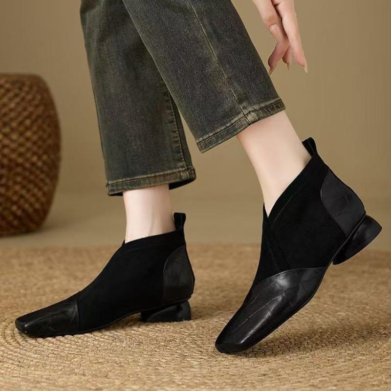 Single Shoes for Women In Autumn and Winter, Square Toe, Thick Heel, New Style, Versatile Shoes, Ankle Boots