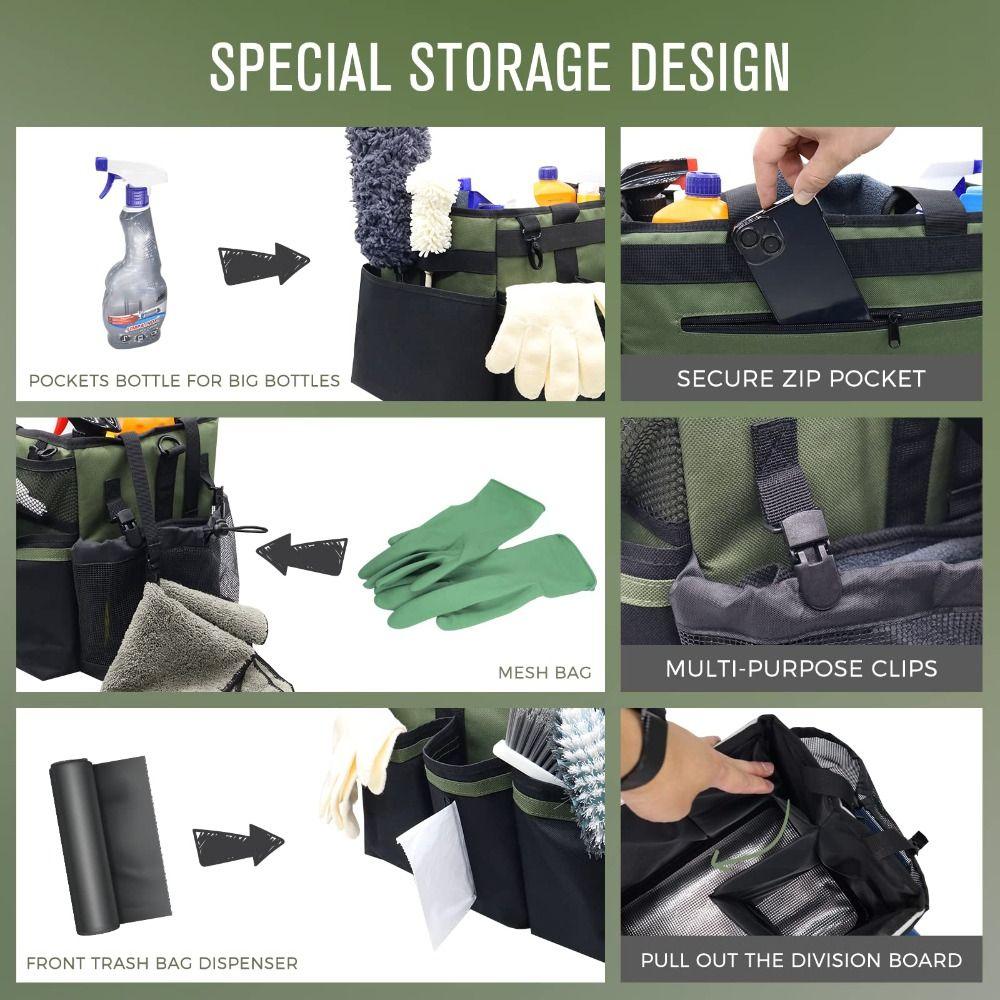 Wear-Resistant Tool Organizer Bag 4 Foldable Dividers Cleaning Tools Storage Bag  Housekeepers