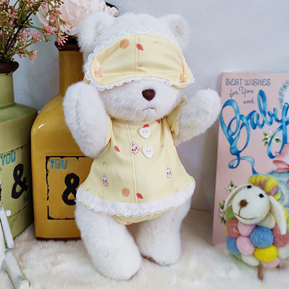 niannyyhouse 30cm Plush Toy Outfit: Blindfold, Jacket, and Panties, 3-Piece Set, Loose-Fitting Bear Pajamas, Muppet Costume (Yellow)