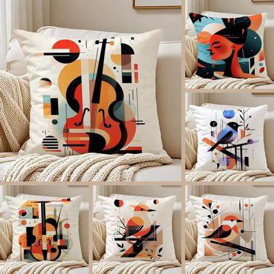 Bauhaus Modern Style Cushion Cover Silky Short Plush DoubleSided Printed Pillow Case for Sofa All Seasons Home Decor Gift