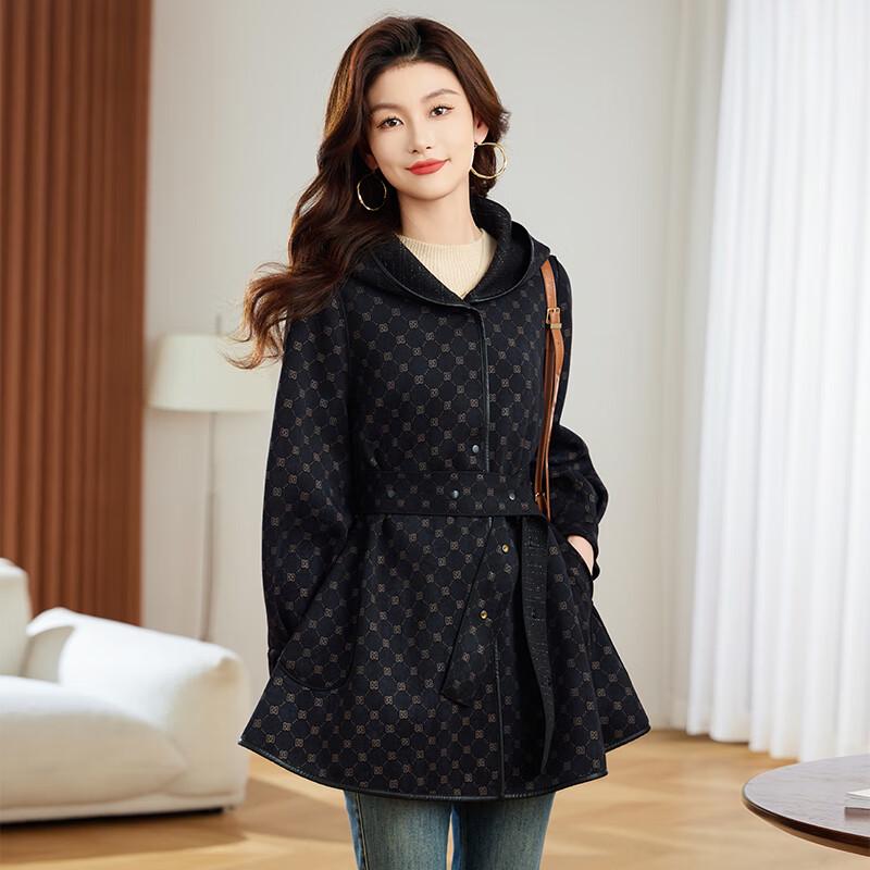 

Women s Reversible Tie-Waist Hooded Coat L