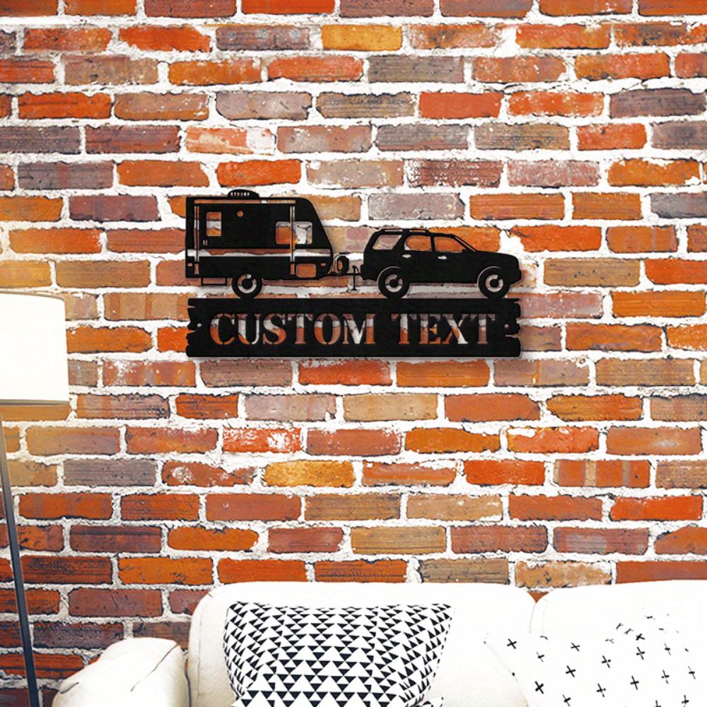 Unique Custom Camper Van Forest Camping Metal Plaque Wall Decor Home Office Bar Kitchen