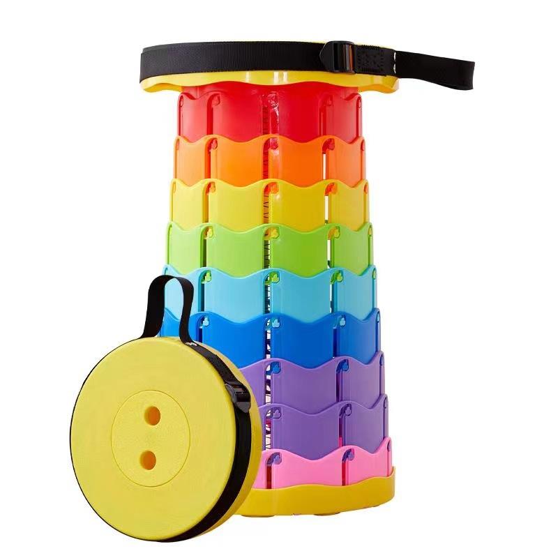 Portable Folding Telescopic Stool Lightweight Plastic Subway Queuing Chair and Outdoor Camping Fishing with Carry Bag