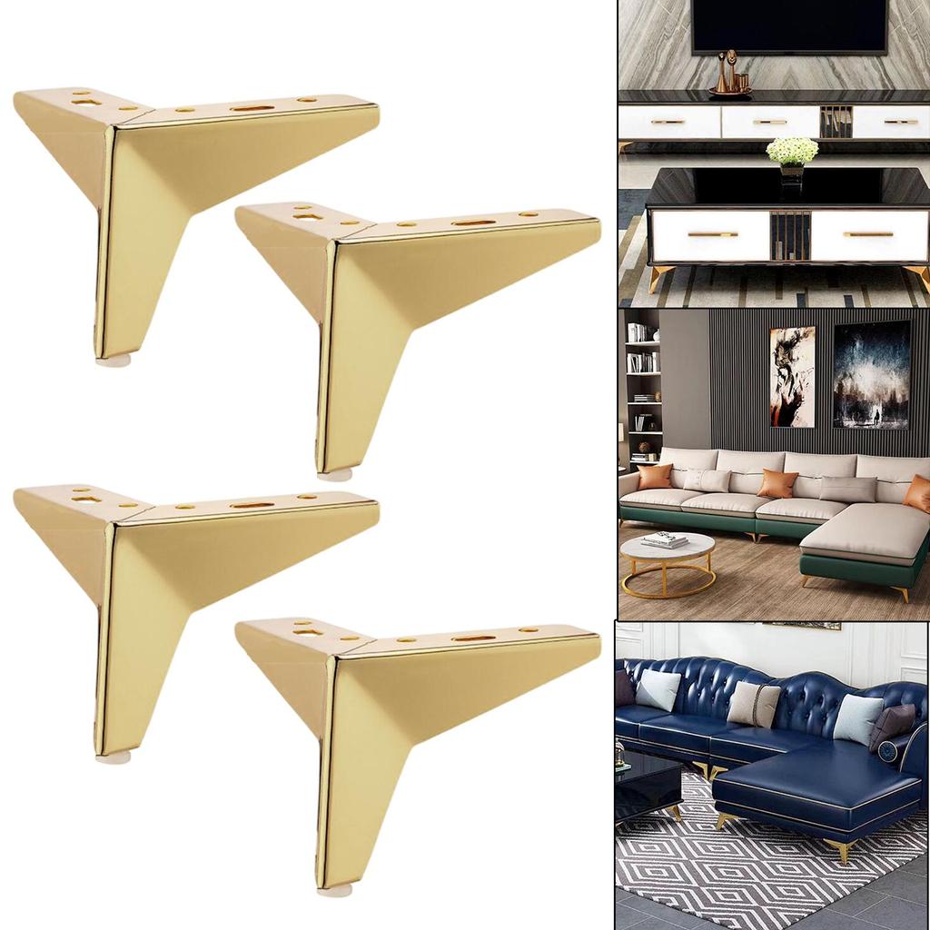 4x Heavy Duty Iron Triangle Furniture Legs Loveseat Couch Leg Modern Style Replacement Legs for Dresser, TV Cupboard, Furniture,
