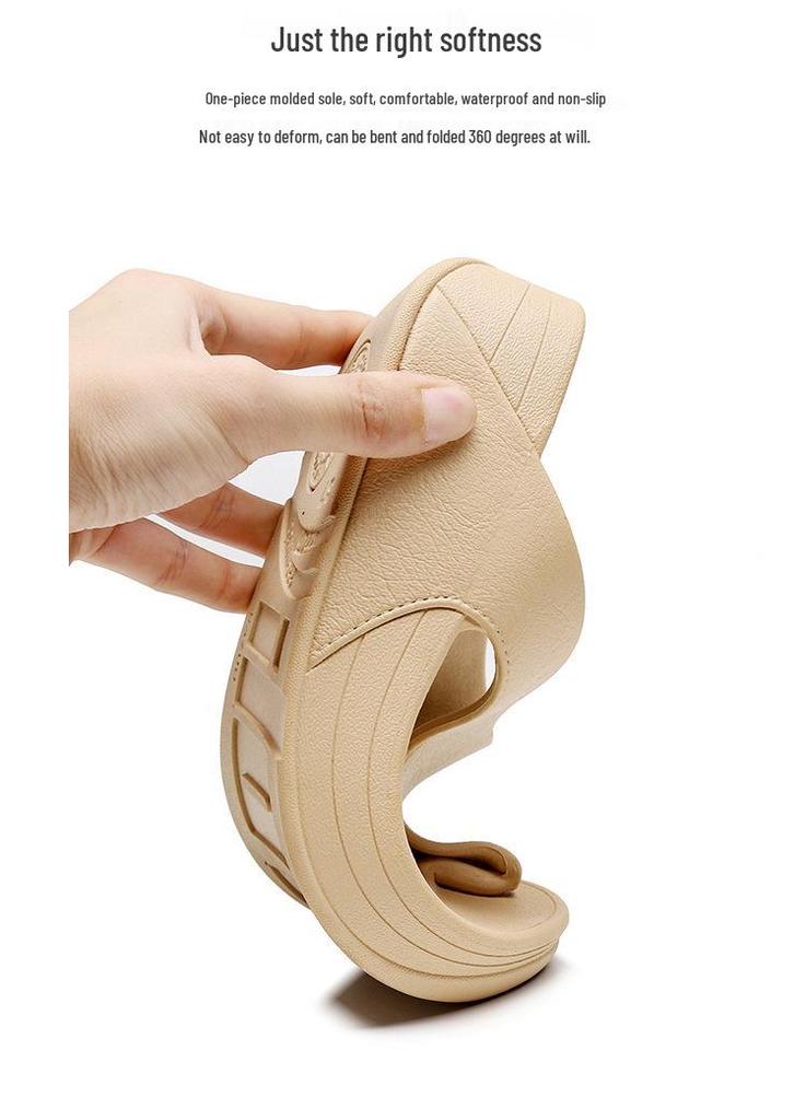 Women's Beach Wedge Heel Flip-Flops: Soft Sole, Waterproof, Non-Slip, Thick Sole, Summer Thong Sandals