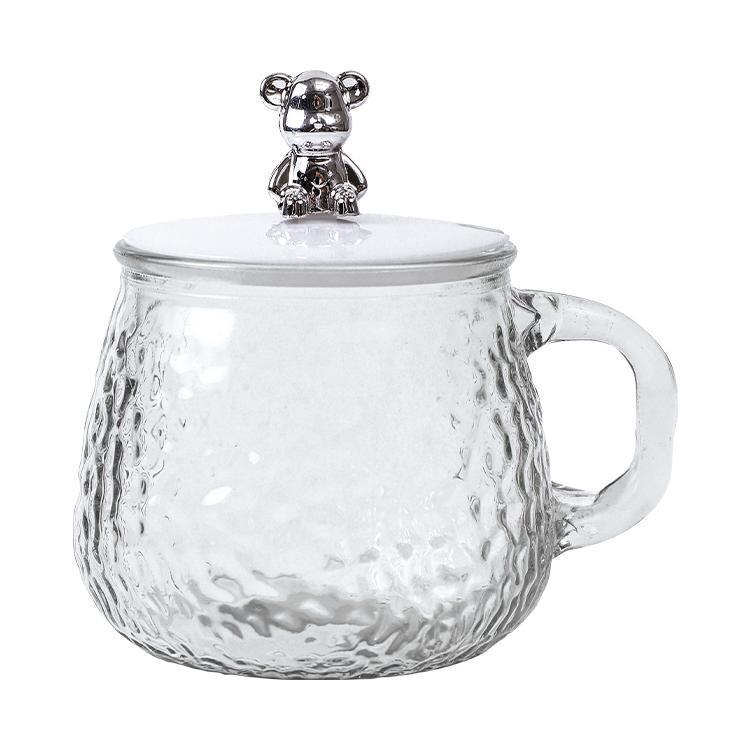 Trendy Cartoon Bear Glass Cup with Handle: Perfect for Tea, Water, or Breakfast