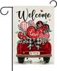 Dyrenson Welcome Valentines Day Truck Decorative Garden Ag, Red Love Hearts Plaid Bow Farmhouse Yard Outside Home Decorati GGO