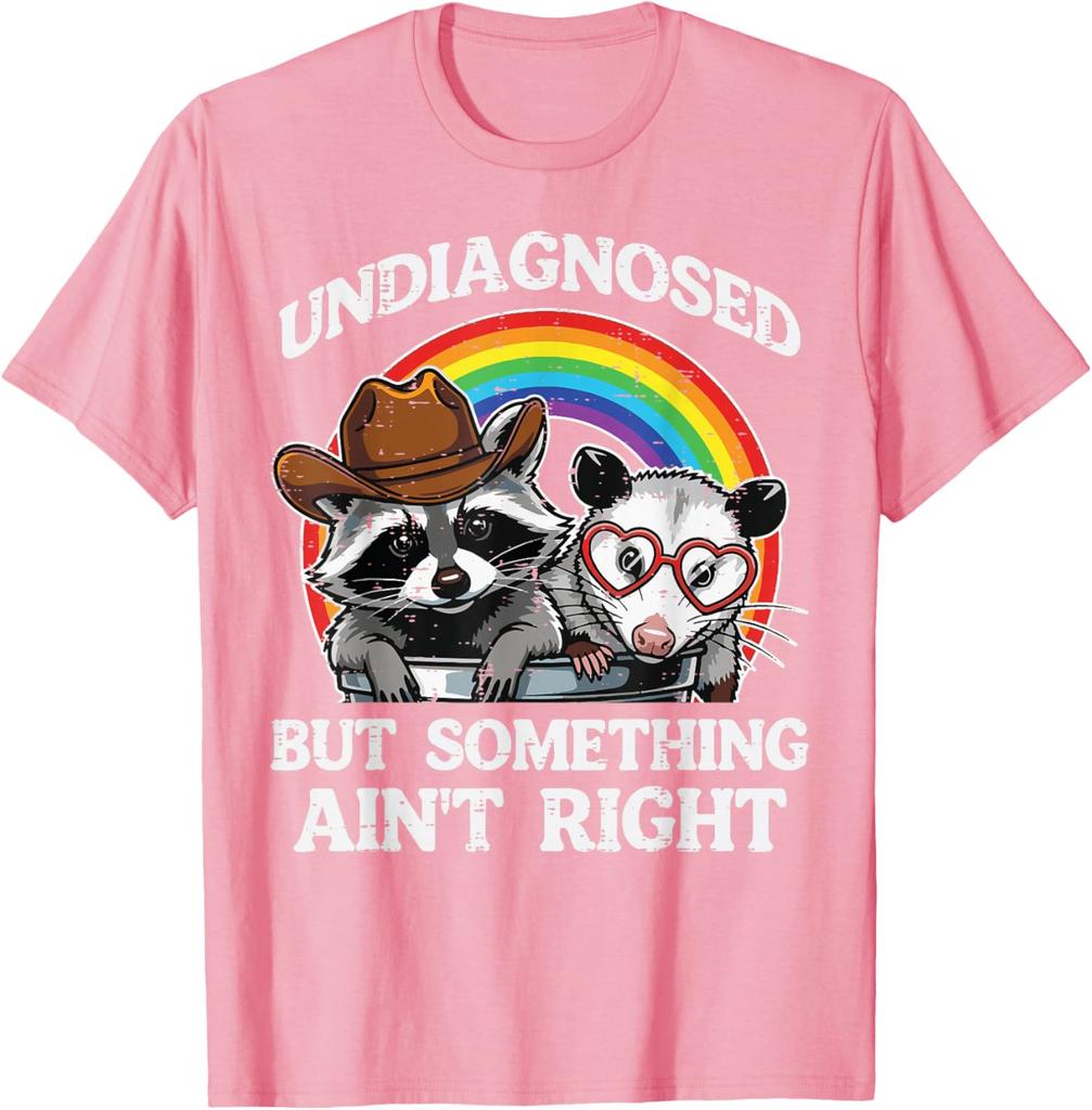 Undiagnostiziert, aber irgendetwas stimmt nicht Waschbär Opossum Grafik T-Shirt Lässiges Baumwoll-T-Shirt für Männer Frauen