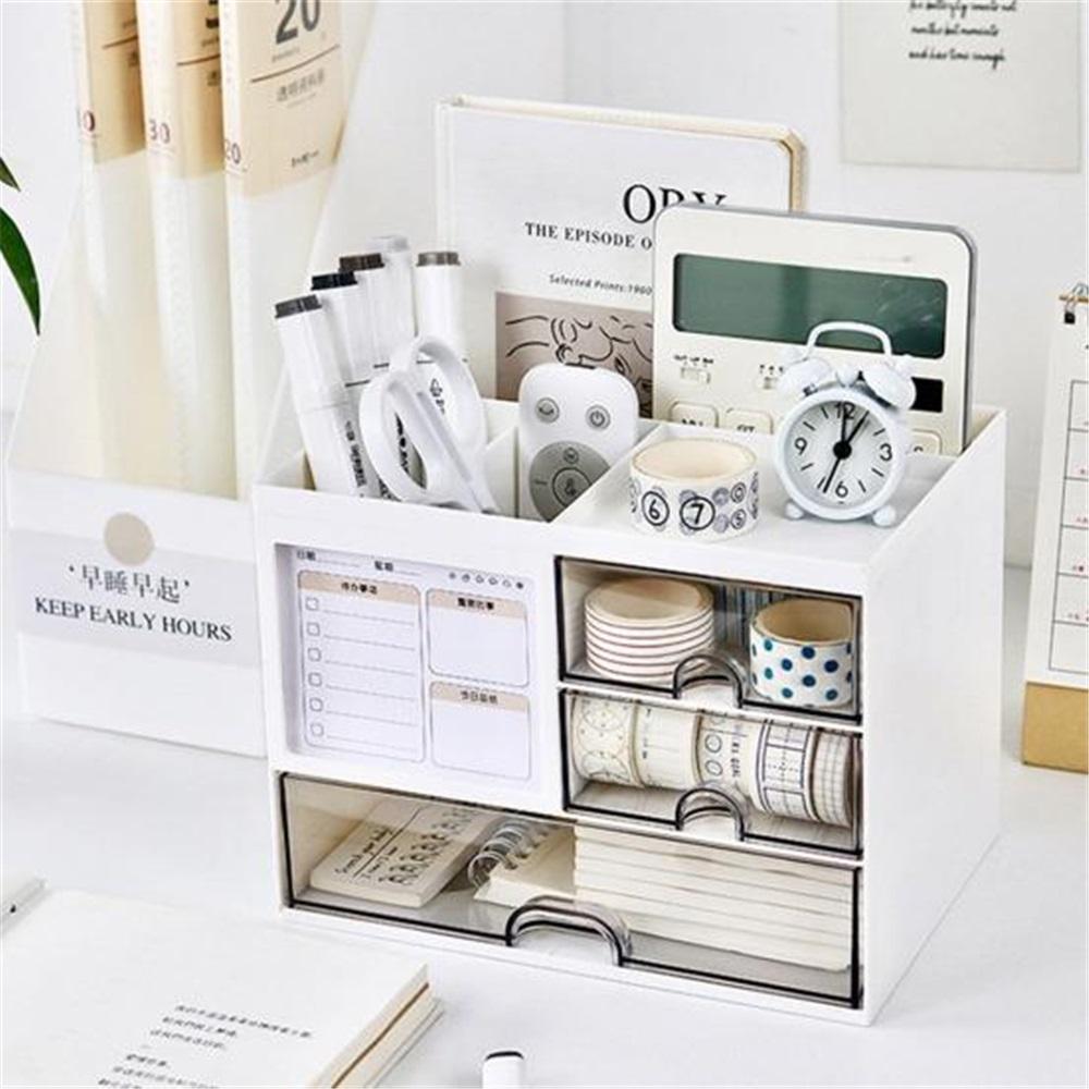 Multifunkční stolní organizér Zásuvková krabička s držákem na pero Velkokapacitní úložný organizér na stůl s mnoha přihrádkami