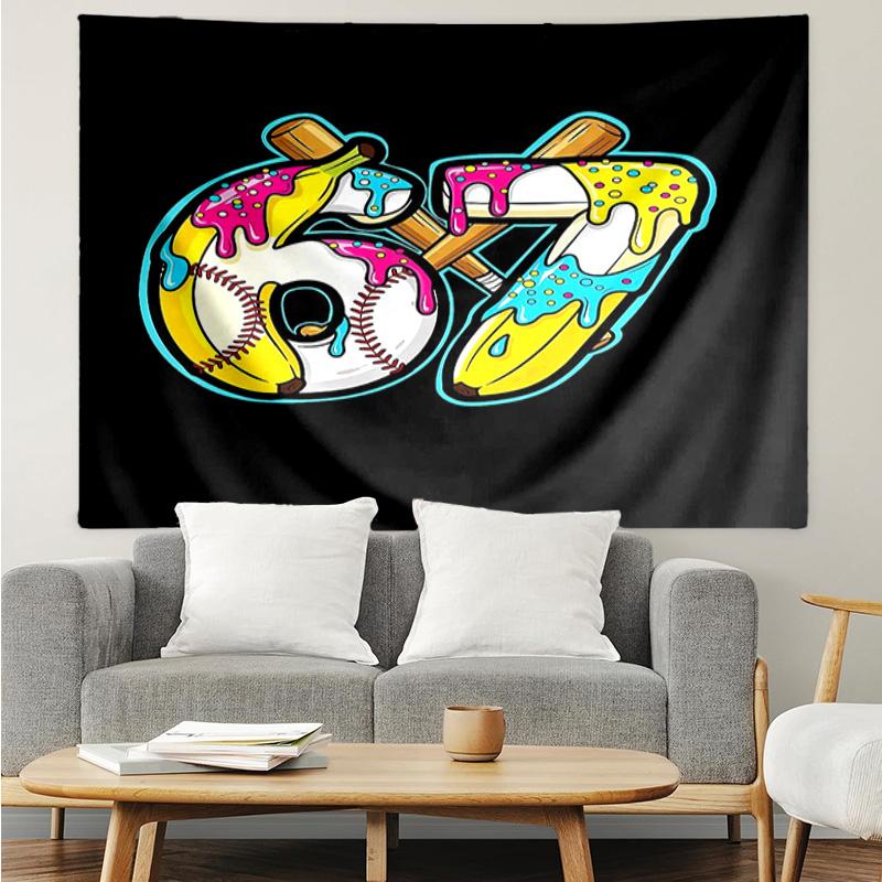 Summer Ice Cream Number 67 Tapestry Accessories Playroom Tapestry, for Bedroom,Livingroom, dormitory Room Wall Decor Fan Birthday Gifts