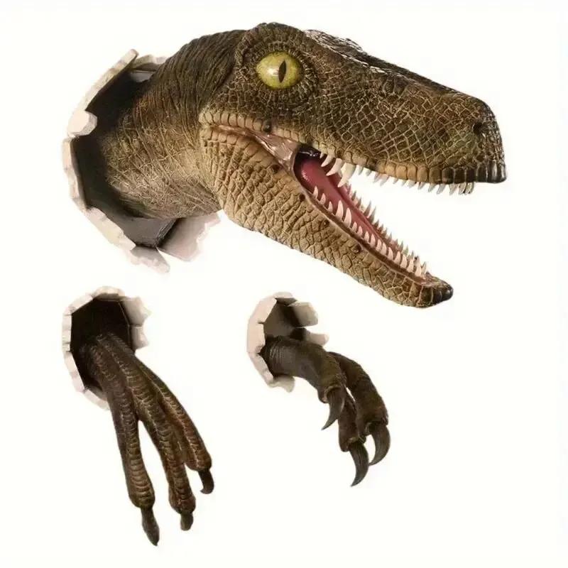 Dinosaur Wall Decoration Wall Breaker Velociraptor Set 3D Sculpture Ornament Wall Decoration Props Home Decorations
