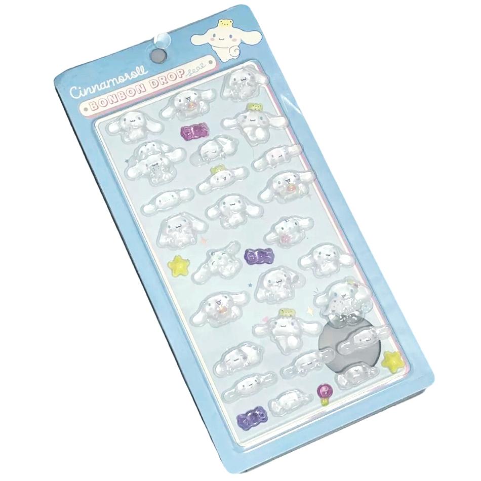 Wholesale Anime Sanrio Hellokitty Kuromi Hangyodon Cinnamoroll 3Dtransparent Jelly Sticker Crystal Decorative Stickers Toys