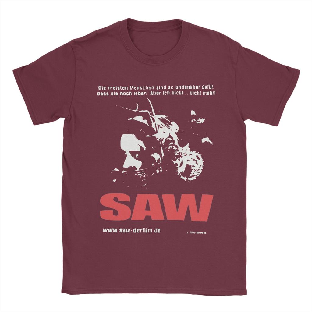 Funny Vintage SAW Movie Tshirts Men's 100%Cotton Short Sleeve  Round Neck Summer Tops Shirts