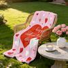 1 Stück Valentinstag Rosa Liebesdruck Flanelldecke Mehrere Größen Sofa Nickerchen Freizeitdecke Weich und Bequem Maschinenwaschbar