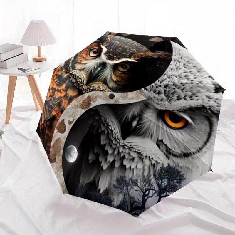 "Yin Yang Owl Wall Clock: Unique Decor for Your Home"Umbrella, Portable 3-Fold Compact Umbrella for Men & Women ES39