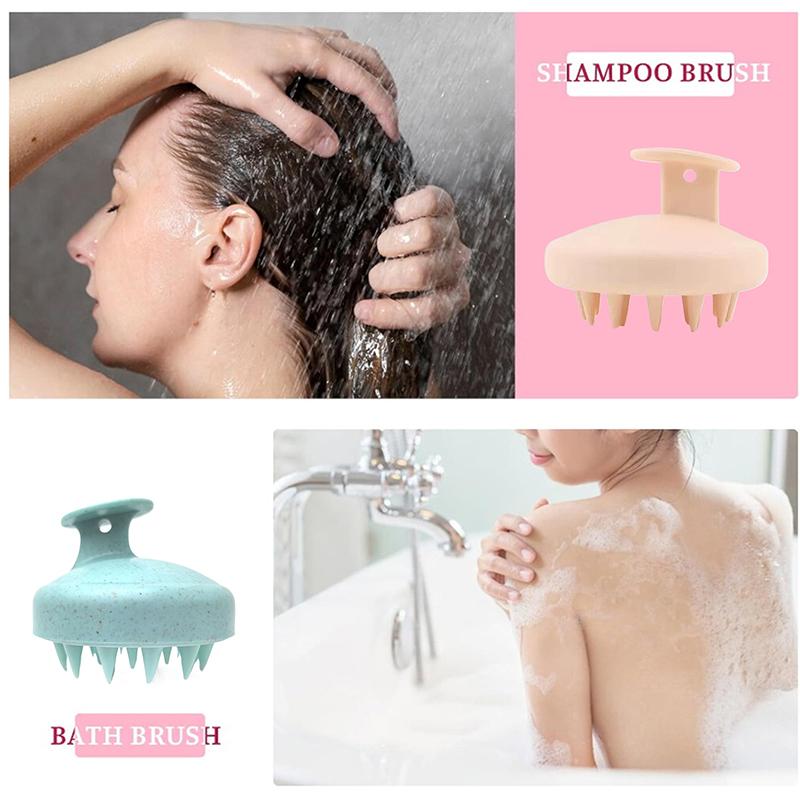 TPE and Wheat Straw Hair Wash Brush – Scalp Massage Tool for Itch Relief and Gentle Cleansing