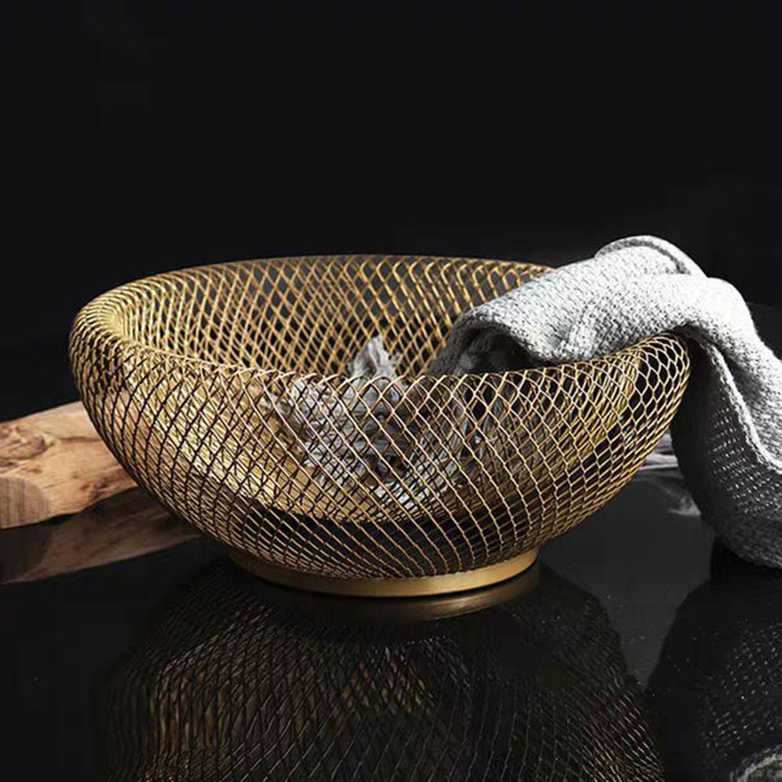 

Metal Wire Fruit Basket Mesh Design Open Weave Storage Bowl for Kitchen Dining Table Countertop Use Durable Construction One Size