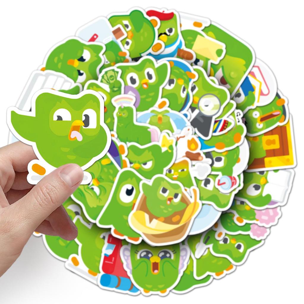 50 Trendy Duolingo Green Owl Stickers for Laptops & Headphones